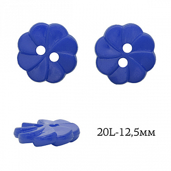 Пуговицы пластик Цветок TBY.P-3020 цв.02 синий 20L-12,5мм, на 2 прокола, 400 шт