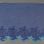 Кружево вышивка на сетке KRUZHEVO арт.TBY.OG86 шир.275мм цв.синий,правая уп.6,5м