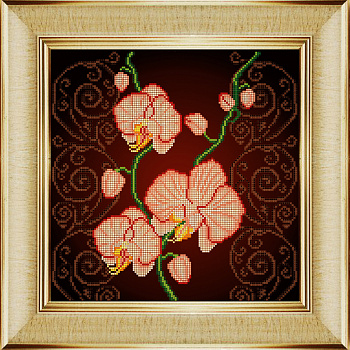 Рисунок на ткани БОЖЬЯ КОРОВКА арт.БК.0030 Орхидея бежевая 30х30см