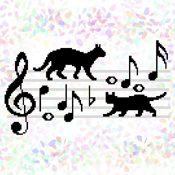 Флизелин водорастворимый с рисунком CONFETTI арт. K350 Коты-музыканты
