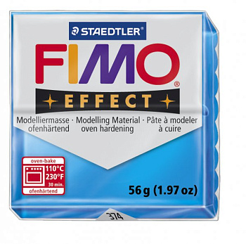 FIMO Effect полимерная глина, запекаемая в печке, уп. 56г цв.полупрозрачный синий арт.8020-374