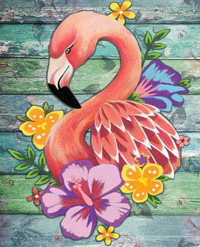 Набор Колор Кит картина алмазная арт.КК.M027 Цветочный фламинго 17х21