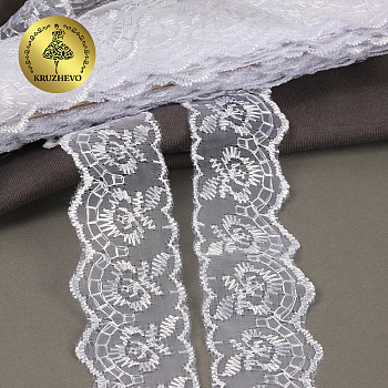 Кружево капрон KRUZHEVO арт.TBS.30010 шир.45мм цв.001 белый уп.9,14м