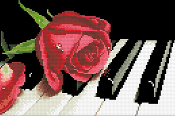 Набор Паутинка для изготовления картины со стразами арт.М245 Роза на рояле 35х20 см