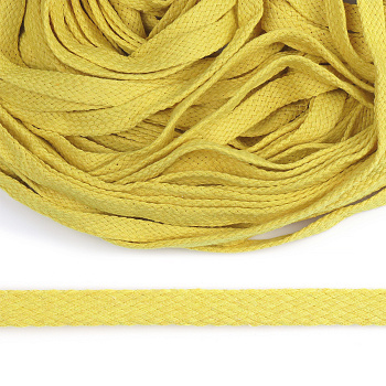 Шнур плоский х/б 10мм турецкое плетение цв.005 желтый уп.50 м