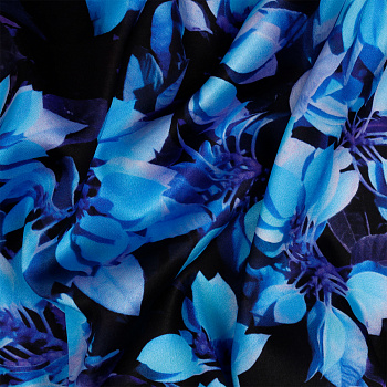 Ткань шелк Армани креп 90 г/м² 97% полиэстер, 3% лайкра шир.148 см арт.T.0401.6 цв.06 голубой рул.25м