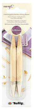 Tulip Спицы съемные для вязания CarryC арт.CTMM-11  9мм / 9,5см, натуральный бамбук, уп.2шт