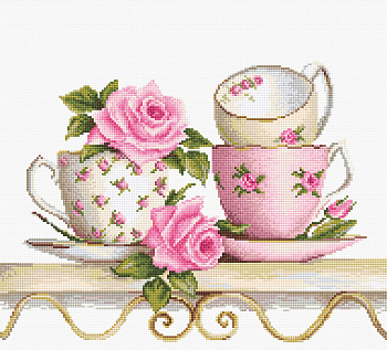 Набор для вышивания LUCA-S арт. B2327 Чайные чашки с розами 24х17,5 см