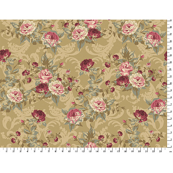 Ткань для пэчворка PEPPY Викторианские Розы 146 г/м² 100% хлопок цв.ВР-30 зеленый уп.50х55 см