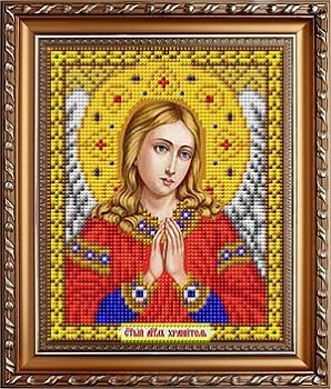 Рисунок на ткани СЛАВЯНОЧКА арт. ИС-5031 Святой Ангел Хранитель в золоте 13х17 см