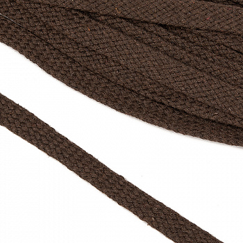 Шнур плоский х/б 12мм турецкое плетение цв.016 коричневый уп.25 м
