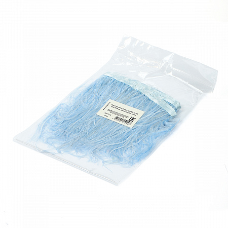 Перья на ленте Страус TBY арт.15-114 шир.15см цв. нежно-голубой  уп.2м