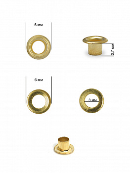 Люверсы сталь TBY.2552 №1,7 (Ø 3мм, h 3,7мм) цв. золото уп. 1000шт
