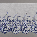 Кружево вышивка на сетке KRUZHEVO арт.TBY.C32 шир.230мм цв.сумрачно белый+синий, правая уп.9,2м