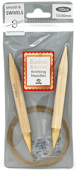 1001200 Tulip Спицы круговые для вязания Knina Swivel  12мм / 100см, натуральный бамбук
