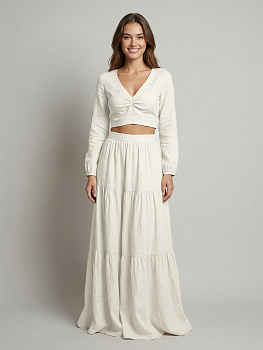 Ткань хлопок искусственный крэш 130г/м² 100%полиэстер 150 см арт.TBY.KR.02 02 белый 25 м