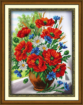 Набор для вышивания бисером ПАУТИНКА арт.Б-1235 Любимые цветы 28х38 см