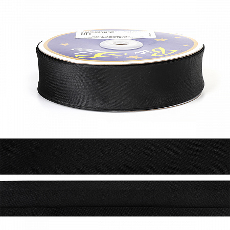 Косая бейка TBY атласная шир.30мм цв.F322 черный уп.27,43 м