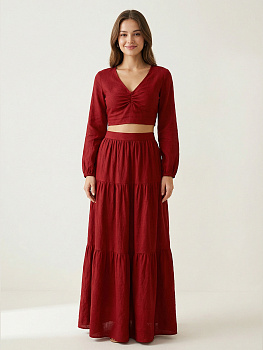 Ткань хлопок искусственный крэш 130г/м² 100%полиэстер 150 см арт.TBY.KR.86 86 красный 25 м