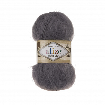 Пряжа для вязания Ализе Naturale (60% шерсть, 40% хлопок) 5х100г/230м цв.370 т.серый