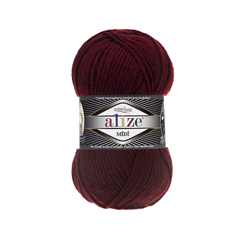 Пряжа для вязания Ализе Superlana midi (25% шерсть, 75% акрил) 5х100г/170м цв.057 бордовый