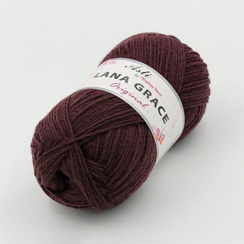 Пряжа для вязания ТРО LANA GRACE Original (25% мериносовая шерсть, 75% акрил супер софт) 5х100г/300м цв.1597 ежевика
