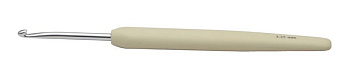 30906 Knit Pro Крючок для вязания с эргономичной ручкой Waves 3,25мм, алюминий, серебристый/слоновая кость