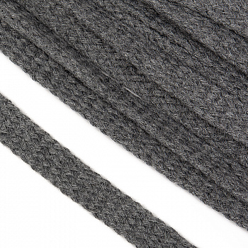 Шнур плоский х/б 15мм турецкое плетение цв.029 серый уп.25 м