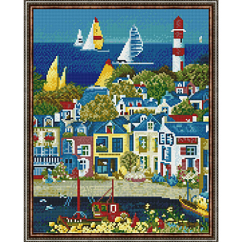Картина мозаикой с нанесенной рамкой Molly арт.KC0009 Жизнь у моря (34 цвета) 40х50 см