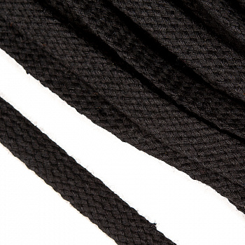 Шнур плоский х/б 15мм турецкое плетение цв.032 чёрный уп.25 м