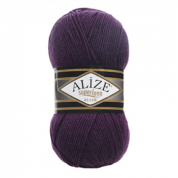 Пряжа для вязания Ализе Superlana klasik (25% шерсть, 75% акрил) 5х100г/280м цв.388 пурпурный