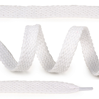 Шнурки плоские 15мм классическое плетение х/б дл.150см цв.001 отбелка (10 комп)