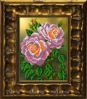 Набор для вышивания бисером ВЫШИВАЕМ БИСЕРОМ арт.В112 Розовые розы 19,5х26,5 см