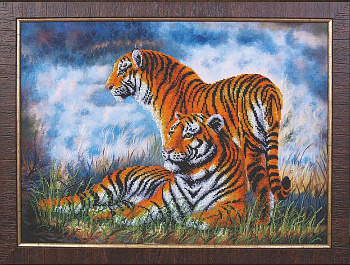 Набор для вышивания бисером МАГИЯ КАНВЫ арт.Б110 Тигры 46,5х33,5 см