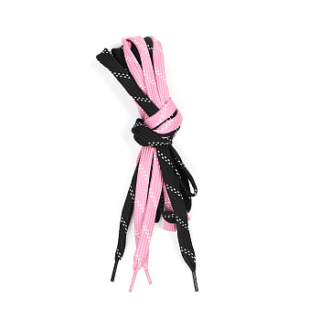Шнурки хоккейные 12-14 мм цв.черный розовый с белыми точками 180 см уп.2 пары