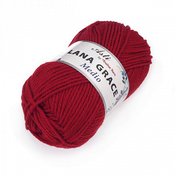 Пряжа для вязания ТРО LANA GRACE Medio (25% мериносовая шерсть, 75% акрил супер софт) 5х100г/170м цв.0042 красный