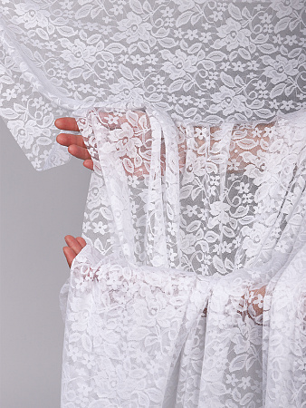 Ткань гипюр стрейч арт.TBY.M0064 шир.150см 90 г/м² цв.белый уп.45м
