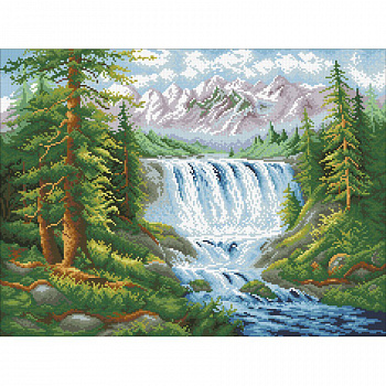 Набор Паутинка для изготовления картины со стразами арт.М407 Лесной водопад 55х41 см