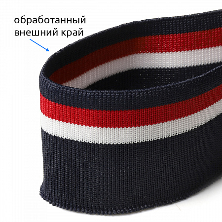 Подвяз манжет 3,5х80см трикотажный 520г/м² синий в полоску арт.73074 уп.5шт