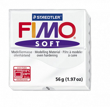 FIMO Soft полимерная глина, запекаемая в печке, уп. 56г цв.белый арт.8020-0