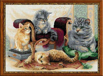 Набор для вышивания РИОЛИС арт.1327 Кошачье семейство 40х30 см