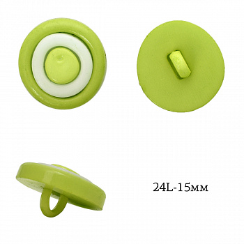 Пуговицы пластик круг TBY.P-2624 цв.08 зеленый 24L-15мм, на ножке, 50 шт