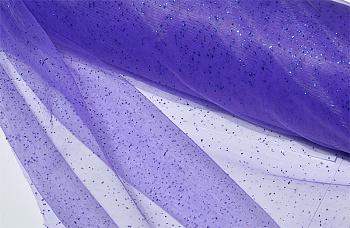 Фатин с глиттером средней жесткости блестящий арт. G.TRM.048 шир.150 см, 100% ПЭ уп.50м цв.48 фиолетовый