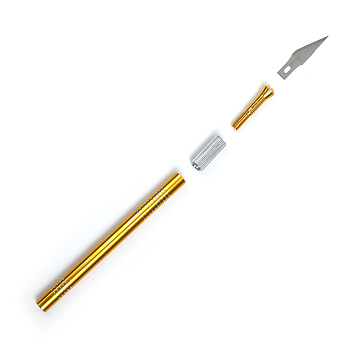 Макетный нож цанговый Maxwell арт.TBY.HB-01 медь + 5 лезвий цв.ассорти