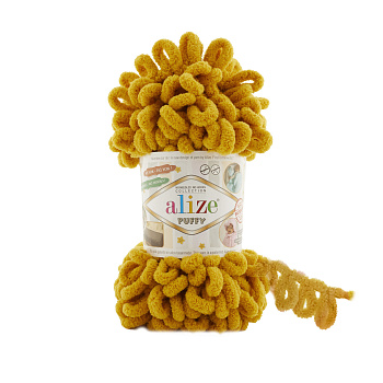 Пряжа для вязания Ализе Puffy (100% микрополиэстер) 5х100г/9.5м цв.002 жёлтый