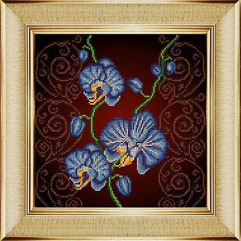 Рисунок на ткани БОЖЬЯ КОРОВКА арт.БК.0031 Орхидея голубая 30х30см