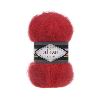 Пряжа для вязания Ализе Mohair classic (25% мохер, 24% шерсть, 51% акрил) 5х100г/200м цв.056 красный