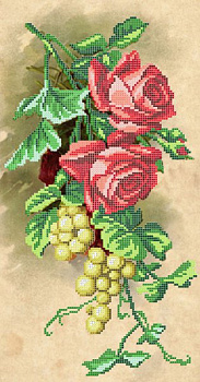 Рисунок на ткани АНГЕЛIКА арт. A556 Красные розы 21х40 см