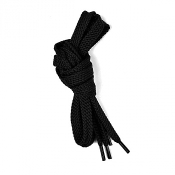 Шнурки плоские 6-8мм турецкое плетение дл.120см цв. черный (25 компл)