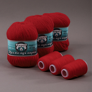 Пряжа для вязания Magic 4 Hobby Пух норки (80% пух норки, 20% полиамид) 3х50г/350м цв.S010 красный